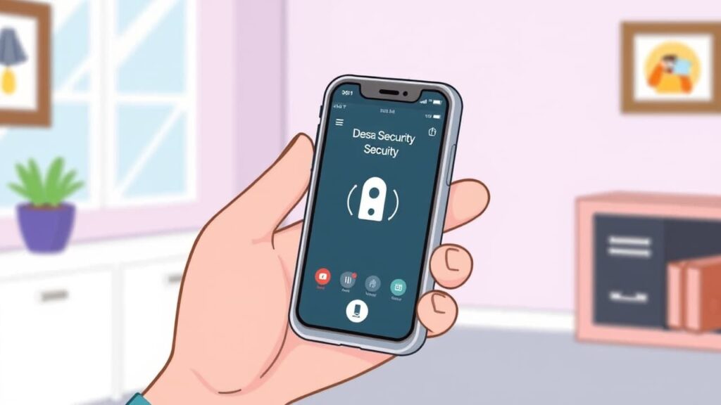 A smartphone displaying a home security app interface